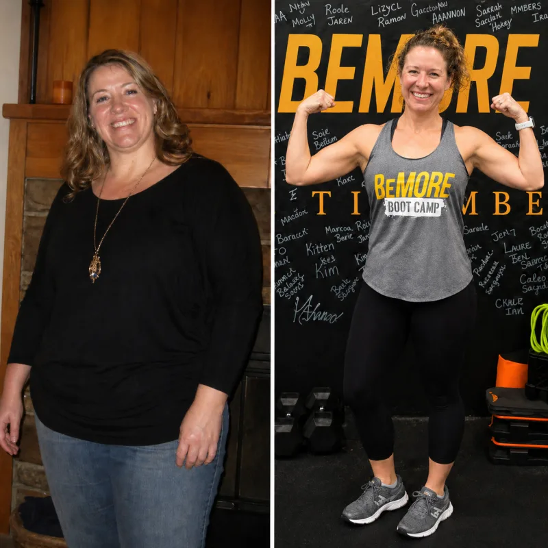 BeMORE Boot Camp member before and after transformation